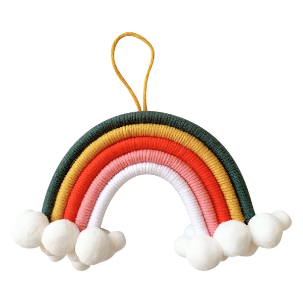 Colgante de decoración de habitación para niños, colgante de decoración de pared de arco iris de nubes tejidas Wmkox8yii fhajkh1034