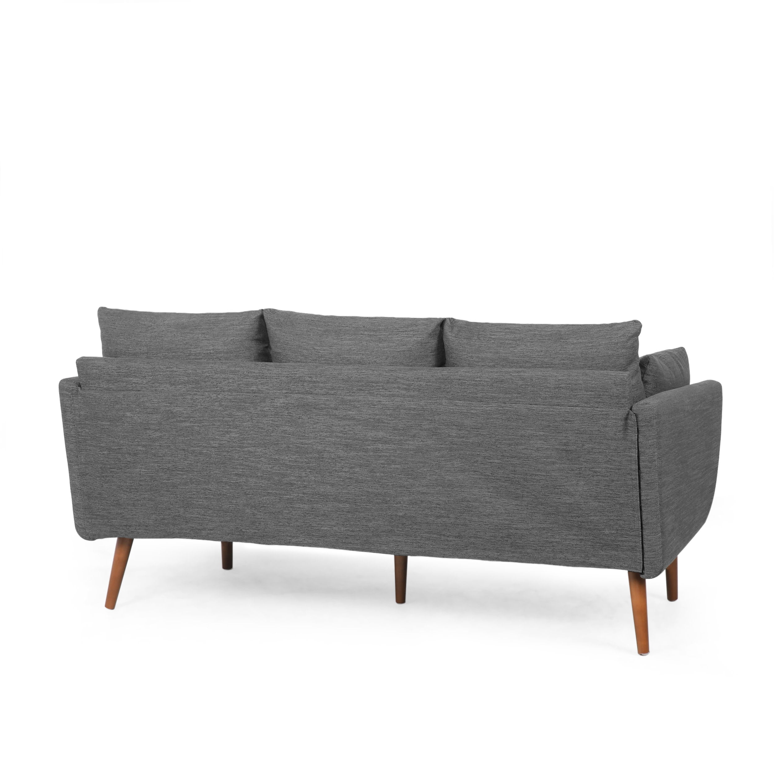 Noble House Marengo Sofa, Charcoal and Walnut Fabric