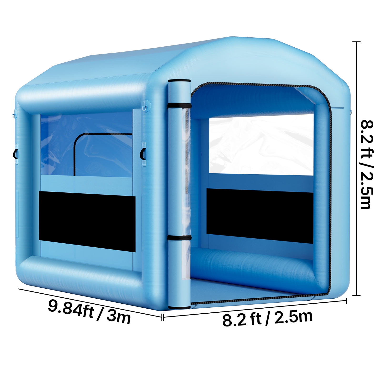 Inflatable Paint Booth, 9.84 x 8.2 x 8.2 ft, Inflatable Spray Booth with 550W Powerful Blower and Air Filter System, Round Roof with Light Hook, for Painting Bicycle, Motorcycle, and Furniture