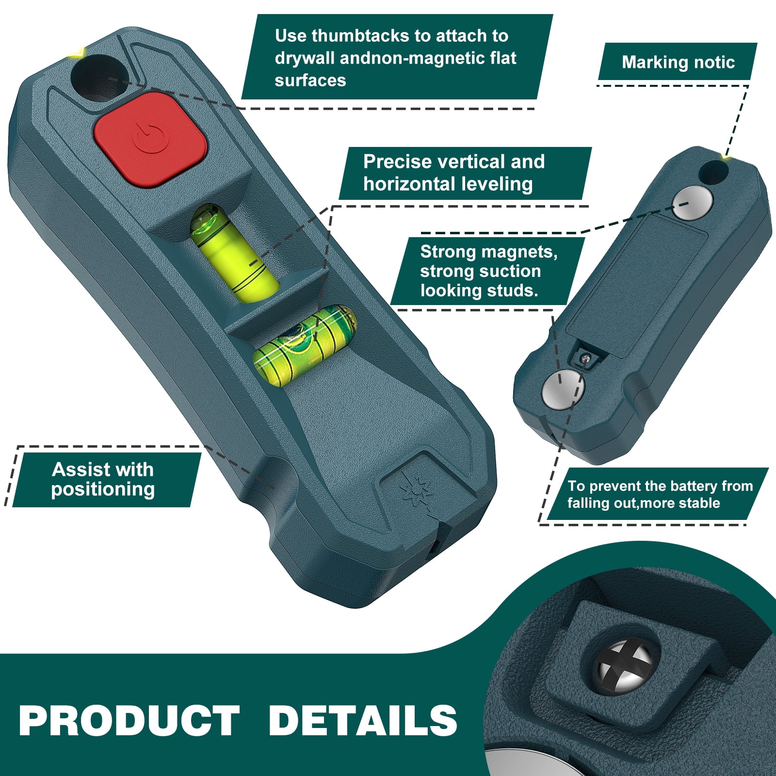 Level Laser Tool | Hanging Pictures and Home Renovations,Horizontal & Vertical Bubble of No Drilling& Hands-Free