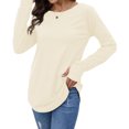 thumbnail image 3 of Solid Color Women Long Sleeve Casual Loose Shirt Tops, 3 of 5