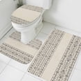 thumbnail image 3 of Beige Black Boho Bath Mat 3 Piece Bathroom Rug Set, Vintage Ethnic Tribe Abstract Art Non Slip Bath Rug Contour Mat and Toilet Lid Cover, Absorbent Shower Mats Soft Bath Rugs and Mats Sets, 3 of 8