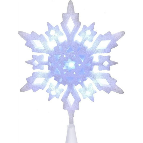 Kurt Adler 10-inch Cool White LED Glitter Snowflake Treetop