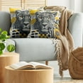 thumbnail image 5 of Ambesonne Leopard Throw Pillow Cover 2 Pack, Mid Century Modern Wild Cat, 24", Charcoal Grey and Mustard, 5 of 7