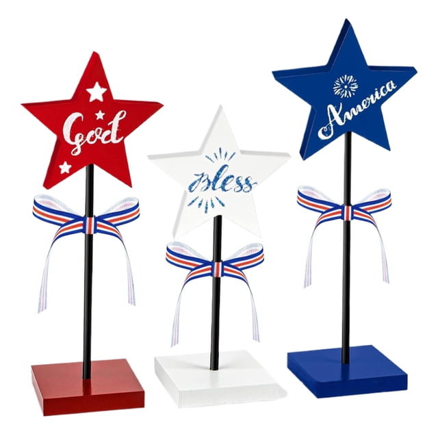 Becaristey Stars Decoration For Restaurant Craftsmanship For Touch Of Elegance Wood Fourth Of July Decorations Style three