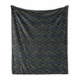thumbnail image 1 of Dark Blue Soft Flannel Fleece Throw Blanket, Modern Geometrical Pattern with Neon Effected Chevron Zigzag Lines, Cozy Plush for Indoor and Outdoor Use, 50" x 70", Dark Blue Yellow Green, by Ambesonne, 1 of 6