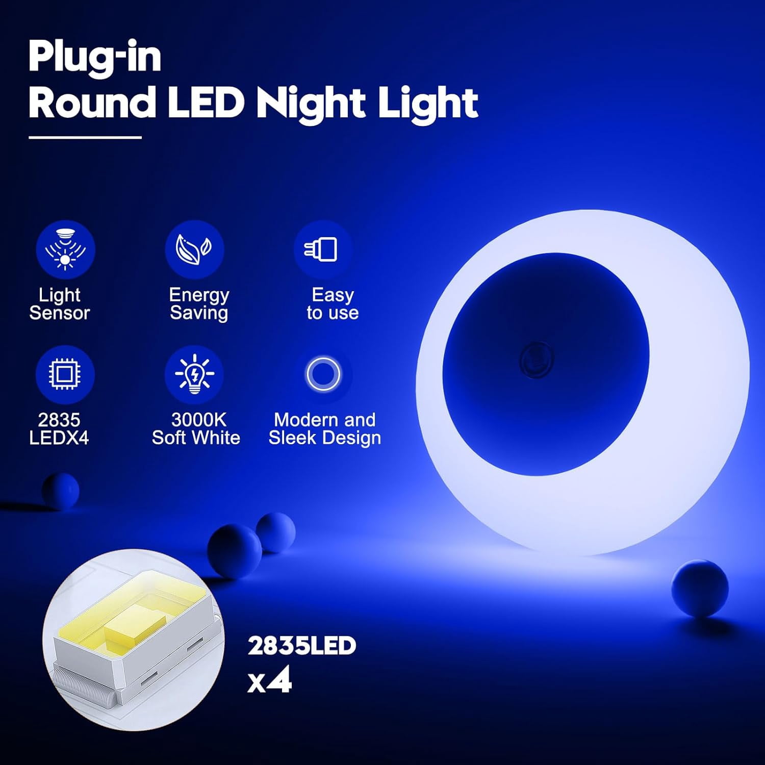 BIBEARBIBEAR Night Light, Night Lights Plug into Wall, Dusk to Dawn Sensor, Blue Led Night Light 0.5W, 8 Pack Nightlight for Adults, Bedroom, Bathroom, Hallway, Kitchen