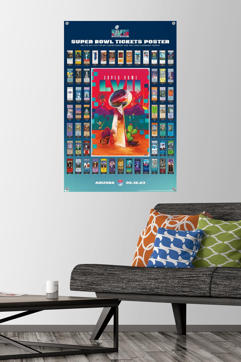 NFL League - Super Bowl LVII Ticket Collage Wall Poster with Pushpins, 22.375" x 34"