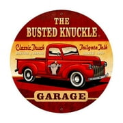 Busted Knuckle BUST067 28 x 28 in. Old Truck Round Metal Sign