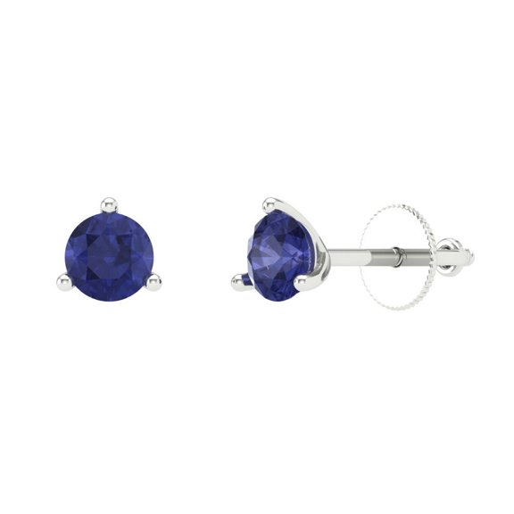 Clara Pucci 1Ct Tanzanite Round Cut VVS1 Screw Back Stud 18k Solid hypoallergenic Gold Designer Earrings For December