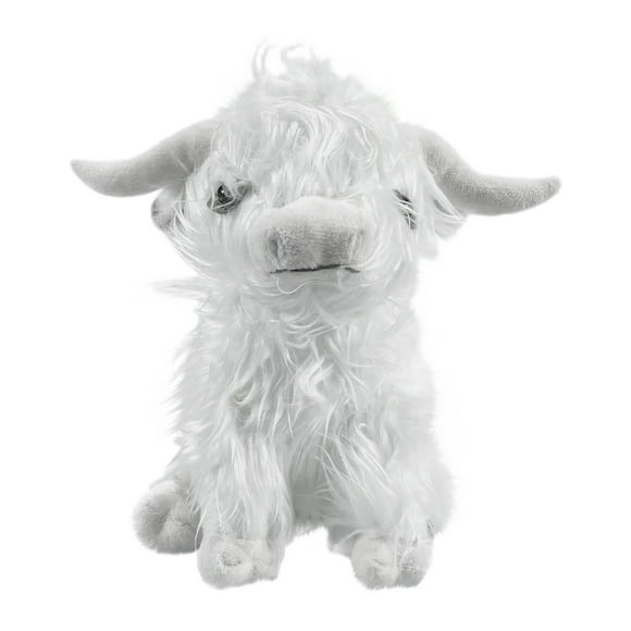 Chanana 9.8" Highland Cow Stuffed Animal Fluffy Cow Stuffed Animal, Cute Bull Stuffed Animal Cow Plush Toys for Home Decor Gifts Kids Adults, Holiday & Birthday Gift, White