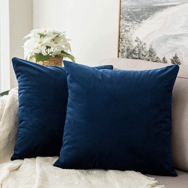 Juego de 2 Fundas de Cojines de Terciopelo Almohada Decorativa para Sofá Súper Suave Decoración Cómoda Hogar Sala de Estar Dormitorio para Sofá 40X40CM Azul Oscuro