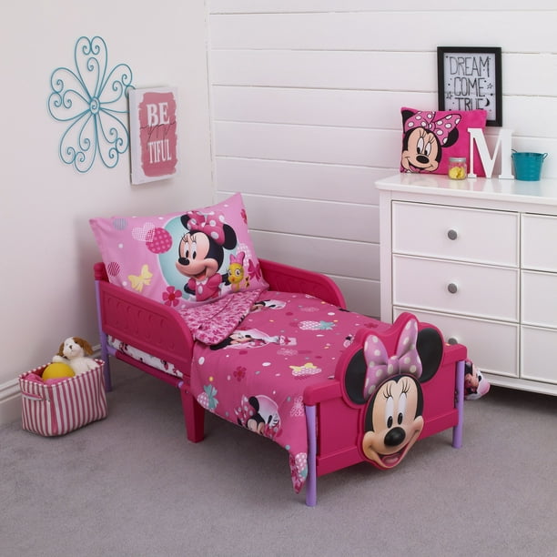 Disney Minnie Mouse 4 Piece Toddler, Minnie Mouse Bedding Set