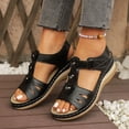 thumbnail image 6 of Rotm Womens Sandals Sandals for Women Wide Width Women Shoes Fashion Slope Heel Sandals Comfortable Round Toe Buckle Causal Sandals Shoes Black,6, 6 of 6