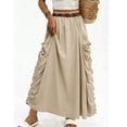 thumbnail image 2 of Jsaierl Women's Casual Cargo Maxi Skirt, Elastic Waist Ruched Long Skirt with Side Pockets, Breathable A-Line Skirt for Streetwear Outdoor Daily Wear, 2 of 6