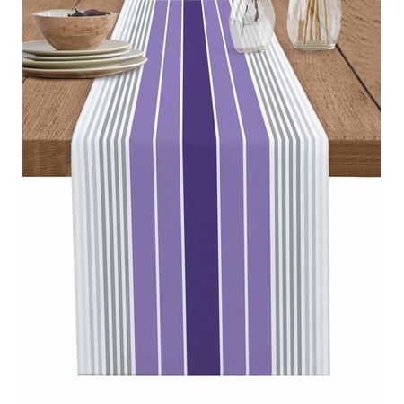 Hokiten Table Runners 120 Inches Long Dress Scarves Purple Ombre Stripes Farmhouse Coffee/Dining/Kitchen Table Runner for Living Room Minimalist Gradient Lines Texture 13x120 Inch