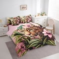 thumbnail image 3 of Homewish Kawaii Rustic Cheetah Twin Bedding Sets 7-Piece for Teen, 3D Woodland Wildlife Bedding Comforter Set, Pink Floral Reversible Sheet Sets, Ultra Soft Bedroom Decor, 3 of 7