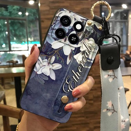 LYM-Phone Case For ZTE Blade A35/A55, Silicone Wrist Strap Dirt-resistant Phone Holder Back Cover Fashion Design Kickstand Ring Durable Wristband Anti-dust Shockproof Protective Lanyard