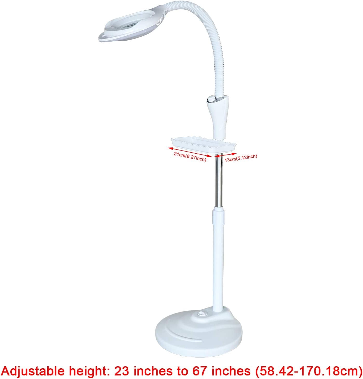 Munsinn 5X Diopter LED Magnifying Floor Stand Lamp Glass Lens Beauty Gooseneck Magnifier 58w W/ Wheel