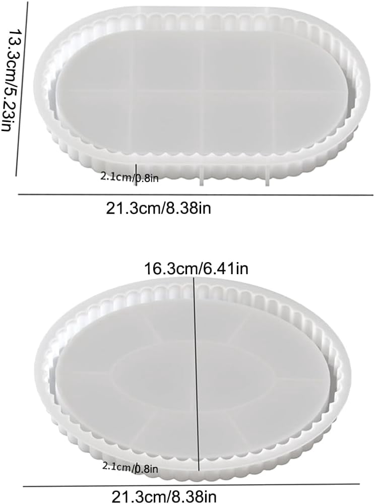 ABCISI 2PCS Oval & Round Resin Tray Molds, Durable Silicone Coaster Molds, Tray Mold with Edges Silicone Concrete Molds, Epoxy Resin Molds for DIY Jewelry Trinket Tray Home Decoration (Pallet)