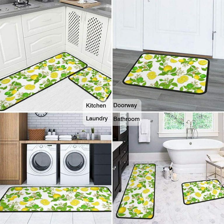 3d Wood Leaf Pattern Kitchen Rugs, Absorbent Non Slip Cushioned