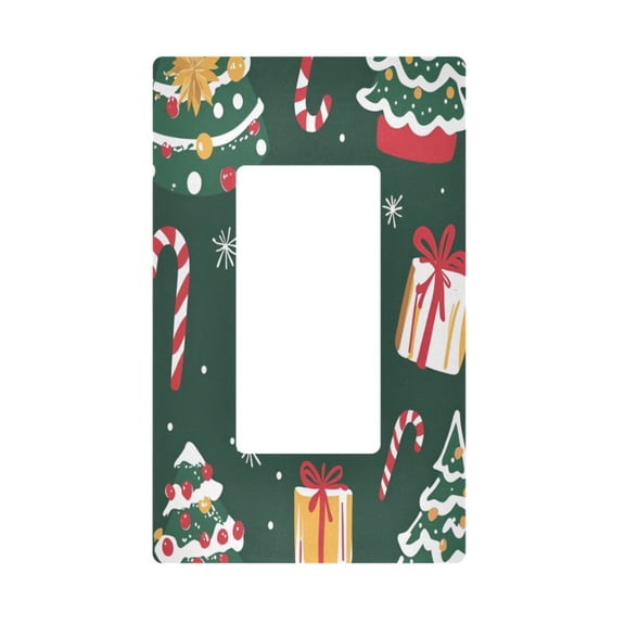 Yayeee Rocker Switch Wall Plate 1-Gang 4.6"x2.9" Home Decorative Outlet Cover, Green Christmas Gingerbread