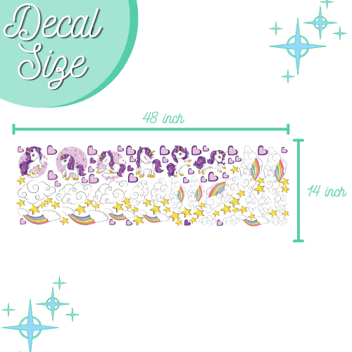 Glow in The Dark Unicorn Wall Decals(Teal) - Quality Peel and Stick Vinyl Stickers - Wall Decor for Kids & Classroom – Set of 96 Glowing Unicorns, Rainbows, Hearts, & Stars