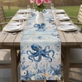 thumbnail image 4 of Blue Octopus Coastal Table Runner 90 Inches, Beach Starfish Nautical Coral Vintage Bed Runner Dresser Scarves Tabletop for Indoor Outdoor Parties/Ceremony/Banquet, 13" x 90", 4 of 9