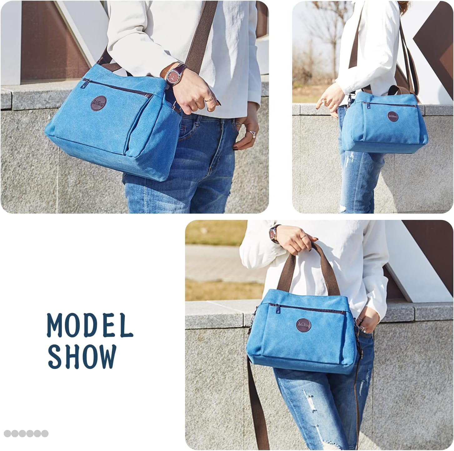 Women's Vintage Canvas Hobo Handbags Work Shoulder Crossbody Bag Tote Purses Multi-pocket Handbags