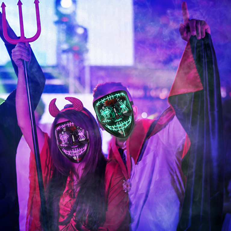 Halloween Clubbing Light Up LED Clown Full Face Mask Costume