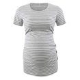thumbnail image 2 of gakvbuo Maternity Shirts For Women Women's Maternity Wear Round Neck Side Button And Pleated Top Maternity Short Sleeve T-shirt, 2 of 5