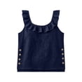 thumbnail image 4 of ClodeEU Women's Cute Square Neck Ruffle Trim Tank Top, Casual Sleeveless Blouse Navy,Women's Plus XXL, 4 of 8