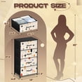thumbnail image 3 of Dresser for Bedroom with 4 Storage Drawers Mid Century Fifties Modern Retro Luxurious Graphic Dressers Chest of Drawers Steel Framed Fabric Closet Organizers for Dorm Entryway, 3 of 8
