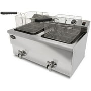 KWS DY-22 Commercial 3500W Electric Deep Fryer 22.7L Stainless Steel with Faucet Drain Valve System for Commercial Restaurant