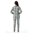 thumbnail image 3 of #FollowMe Women's Printed Henley Thermal Underwear Set with Jogger Pant (Mint / Charcoal Buffalo Plaid, XX-Large), 3 of 3