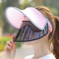 thumbnail image 1 of Chapeau de Soleil Ajustable Protection Solaire Anti-UV Visière Protection Visage Grand Bord Rose, 1 of 6