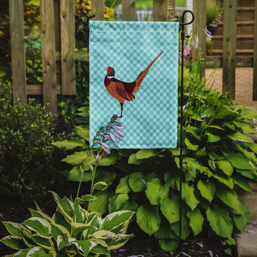 Caroline's Treasures BB8104GF Ring-necked Common Pheasant Blue Check Flag Garden Size , Small, multicolor