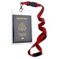 thumbnail image 1 of Two Pack Clear T2 Pack - Clear Tear Resistant Passport ID Badge Holder with Open Top &amp; Detachable Buckle Lanyard by Specialist ID (Red), 1 of 4
