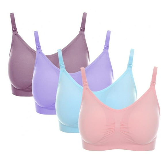 Xmarks Set of 4 Seamless Nursing Bra, Maternity Bra Breastfeeding Essentials for New Moms, Maternity Underwear 36/80ABCD,38/85ABCD