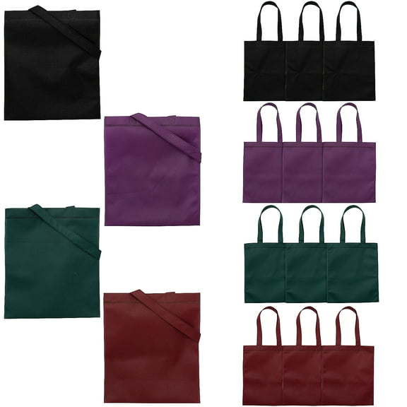 Fun Express 10" x 12" Medium Jewel Tones Nonwoven Tote Bags - 12 Pieces