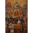 thumbnail image 2 of Anonymous 11x14 Gold Ornate Wood Frame and Double Matted Museum Art Print Titled - The Holy Trinity, Virgin Mary and a Dying Man, 2 of 4