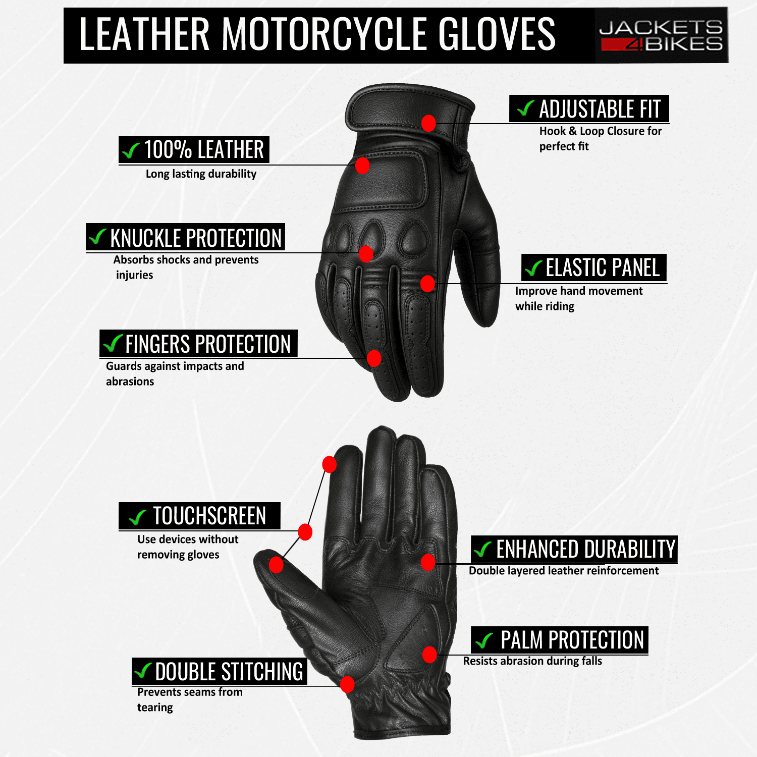 Men's Vintage Goatskin Leather Motorcycle Gloves Gel Padded Cruiser Street Riding Protective Racing Powersports S