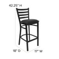 thumbnail image 5 of BizChair Black Ladder Back Metal Restaurant Barstool - Walnut Wood Seat, 5 of 11