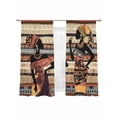 thumbnail image 2 of Sheer Curtains 63 Inches Long 2 Panels, Tribal Ethnic African Girl Women Rod Pocket Curtain Voile Draperies, Abstract Aesthetic Light Filtering Window Treatment for Living Room Kitchen Bedroom, 2 of 8