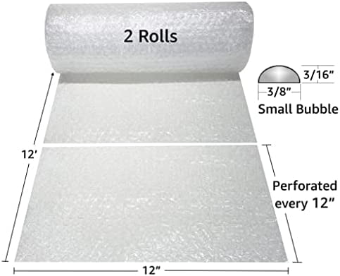 uBoxes Bubble Roll 12" Wide x 24 ft Small Wrap 3/16" Perf Every 12"