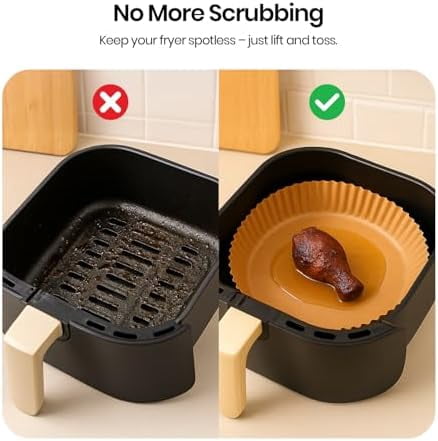 125 Pcs Round Air Fryer Liners 8 Inch - Disposable Airfryer Basket - Non-Stick & Oil Proof Baking Liner for Oven Pan - Air Fryer Paper for Baking, Roasting Microwave