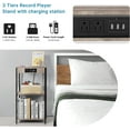 thumbnail image 3 of Table d'Appoint pour Tourne-Disque avec Station de Charge, Étagère de Rangement pour Vinyles à 3 Niveaux, 3 of 5