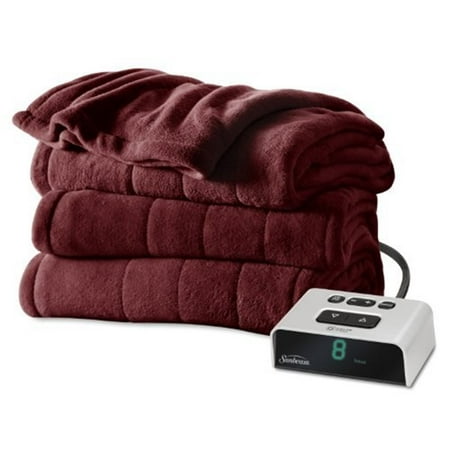 Sunbeam Electric Heated Plush Channeled Blanket, Dual Controls, King, (Best King Size Electric Blanket Dual Control)