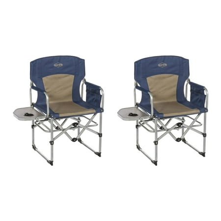 Kamp Rite Compact Folding Outdoor Camping Directors Chair W Side Table 2 Pack