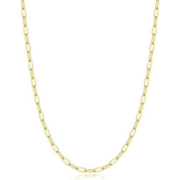 Italy 14K Real Gold Over 925 Sterling Silver Paperclip Chain Necklace For Women, 3/4/5Mm Women'S Paperclip Chain Necklace, World'S Top Craftsmanship Necklace For Women 16 18 20 22 24 26 Inch[o6436]